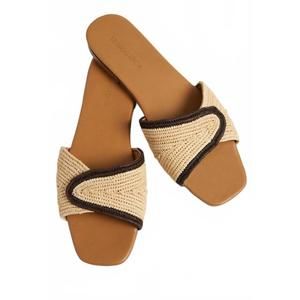 NEW LE MOGADOR women's volakas flat sandals in beige